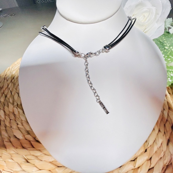 Nine West Silver Tone Beads, Triple Layered Black Cord Necklace 16”-18”. - Picture 9 of 10